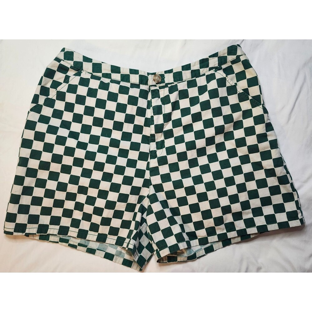 Wild Fable High Rise Green Checkered Shorts 80s Throwback Pockets XL Bold Summer